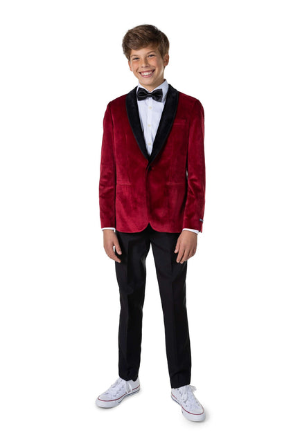 Bordeaux rød fløjlsblazer dreng teenager <tc>OppoSuits</tc>