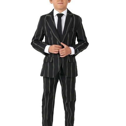 Nålestribet sort jakkesæt, dreng <tc>Suitmeister</tc>