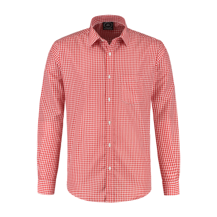 Rød hvid bluse langærmet ternet til mænd