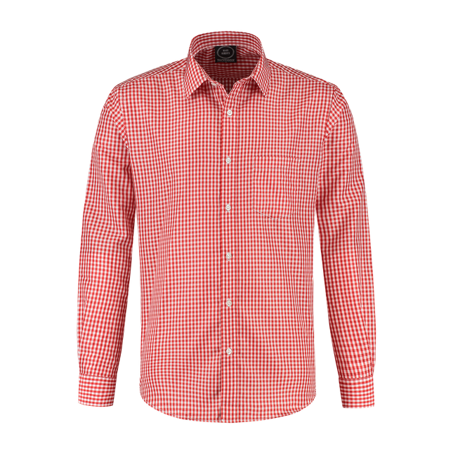 Rood Witte Blouse Heren Lange Mouw Geruit