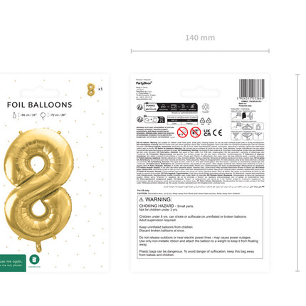 8 Jaar Cijfer Ballon Goud Leeg 72cm