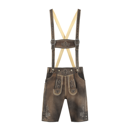 Lederhose brun herre kort med benknapper