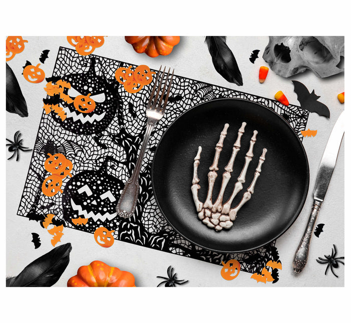 Zwart Oranje Halloween Tafelconfetti Vleermuizen