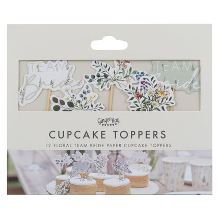 Team Bride Cupcake Toppers 12 stk