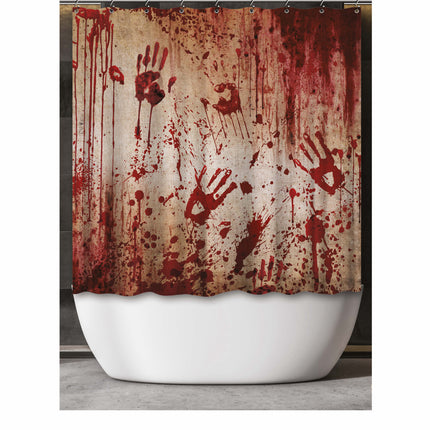 Halloween-gardin med blodige hænder