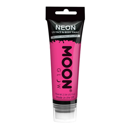 Moon Glow Neon UV Face Paint med applikator Intense Pink 75ml