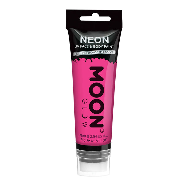 Moon Glow Neon UV Face Paint med applikator Intense Pink 75ml