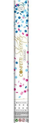 Konfettikanon kønsafsløring blå 40 cm