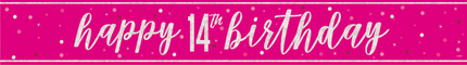 Happy Birthday Banner Pink 14 Years 2.74m