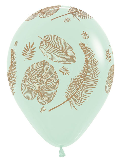Balloner Tropical Leaves Mix Gold Print 30cm 25stk