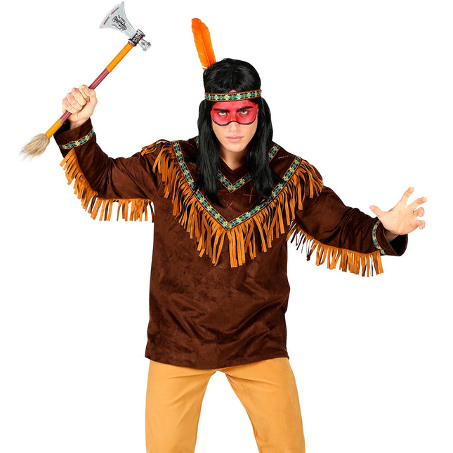 Indisk skjorte til mænd med hårbånd af fjer