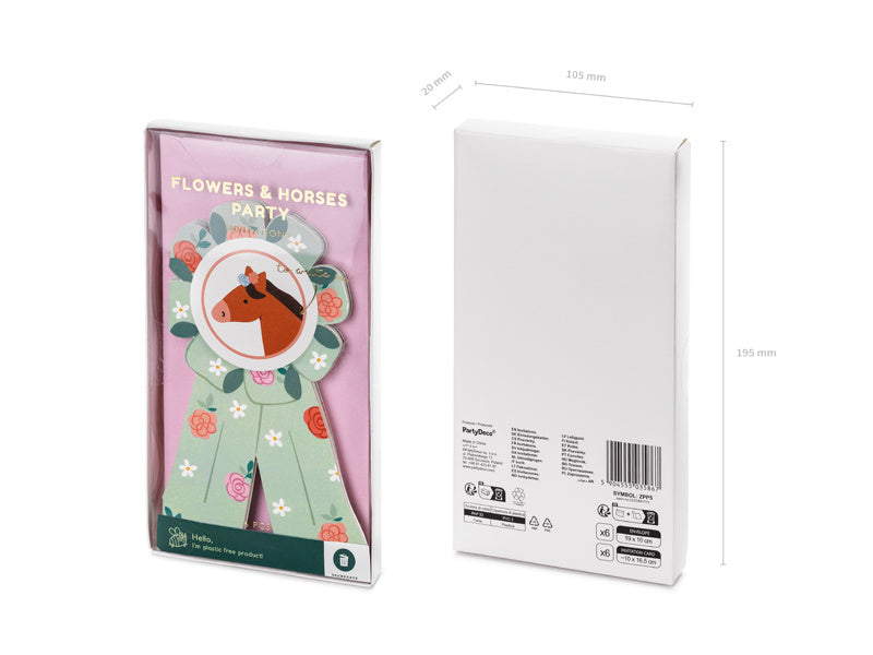 Hesteinvitationer 19,5 cm 6 stk