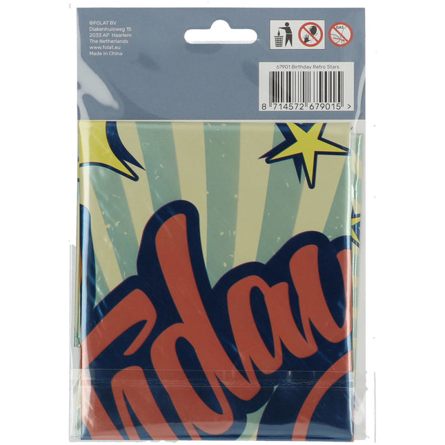Heliumballon Happy Birthday Retro Stars Tom 45 cm