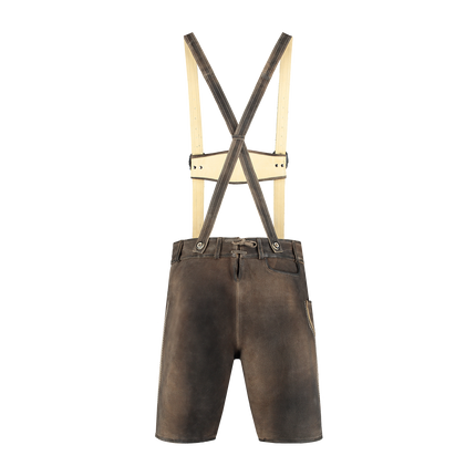 Lederhose brun herre kort med benknapper