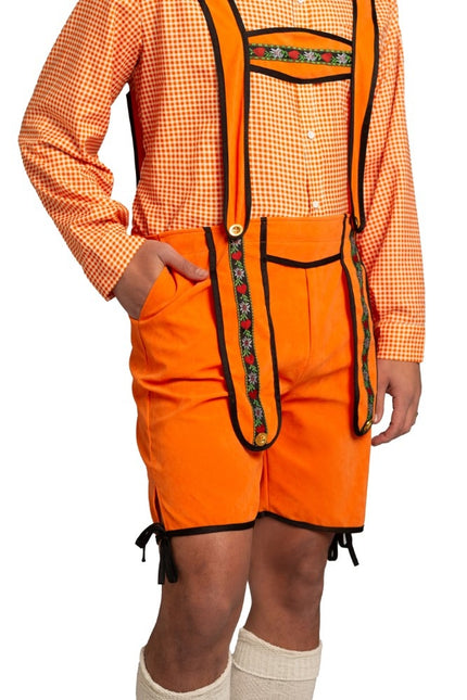 Orange Lederhosen Johann Short til mænd
