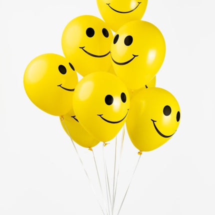 Gule balloner Smiley 30,5 cm 8 stk