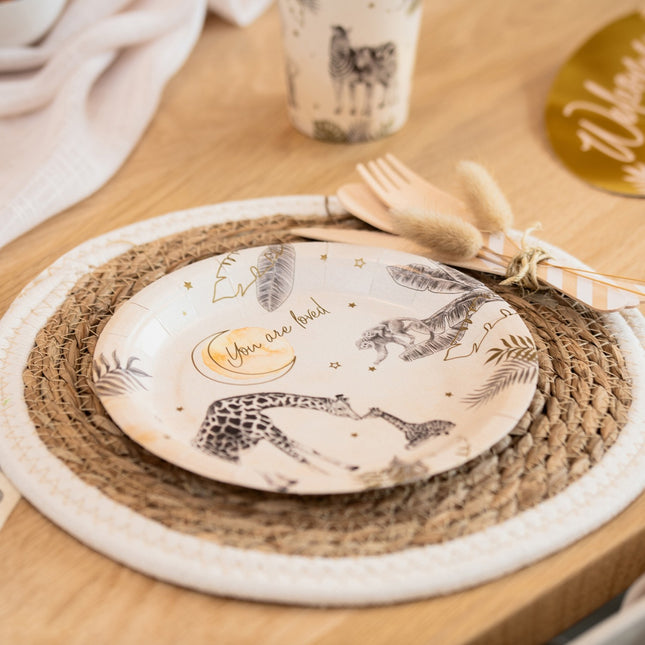 Fødselsdagstallerkener Safari 18cm 8stk