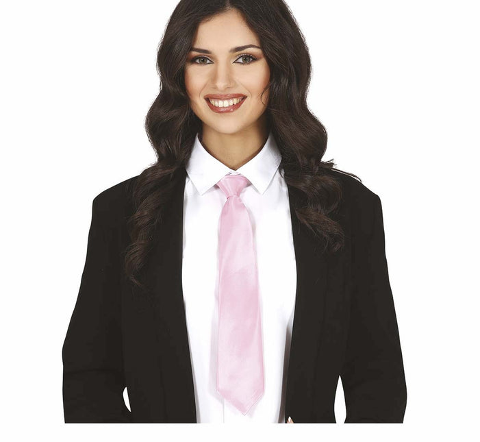 Lyserødt slips 40 cm