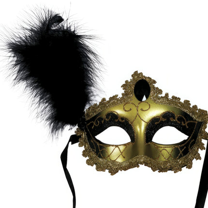 Venetiansk øjenmaske guld sort