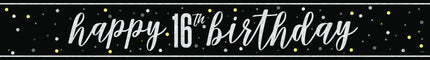 Happy Birthday Banner Sort 16 år 2.74m