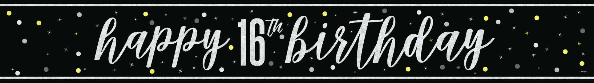 Happy Birthday Banner Sort 16 år 2.74m