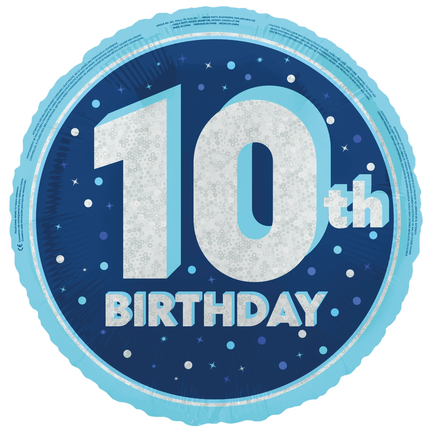 10 års heliumballon blå tom 45 cm