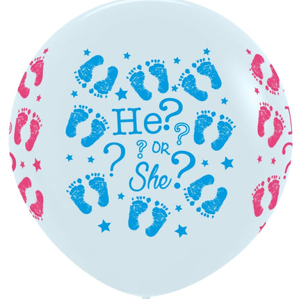 Balloner Han eller hun hvid 91 cm 2 stk