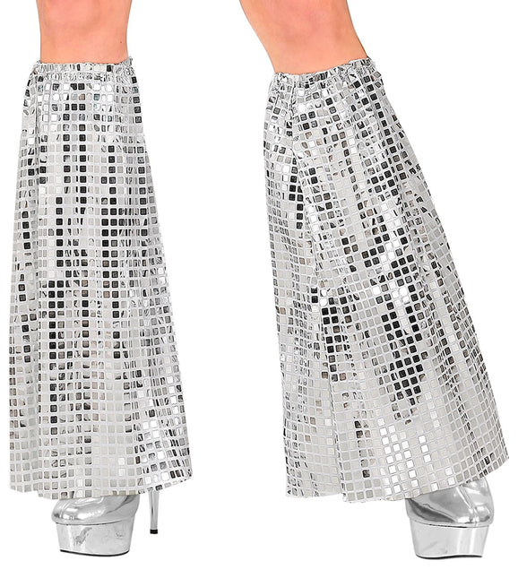 Sølvfarvede benvarmere med pailletter