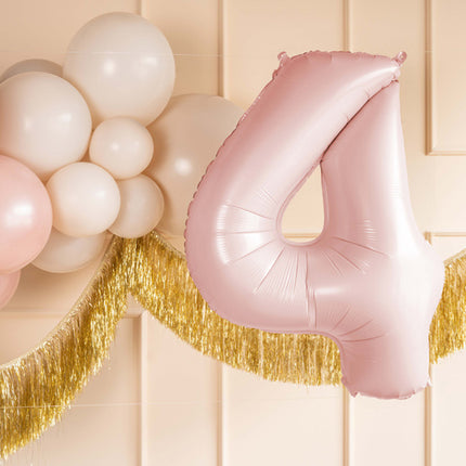 4 års figurballon lyserød tom 72 cm