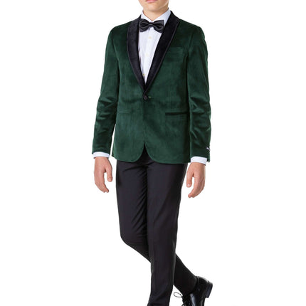 Mørkegrøn blazer i fløjl, dreng, teenager <tc>OppoSuits</tc>
