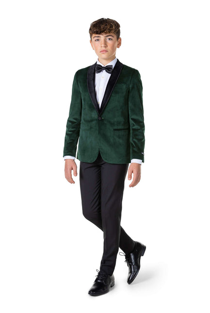 Mørkegrøn blazer i fløjl, dreng, teenager <tc>OppoSuits</tc>