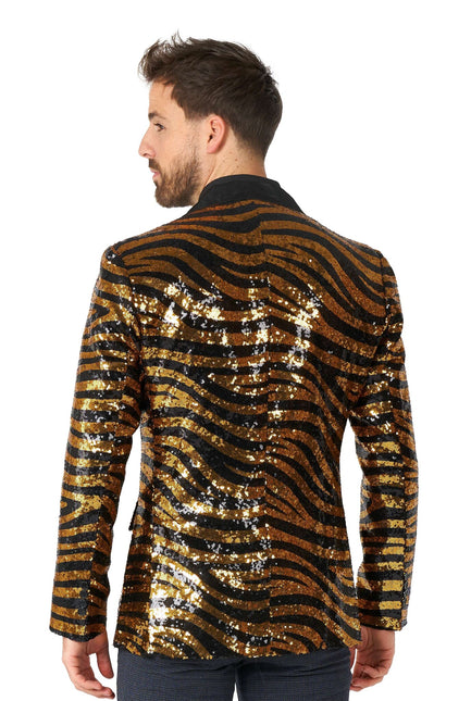 Gold Black Tiger Paillet Blazer Men <tc>OppoSuits</tc>