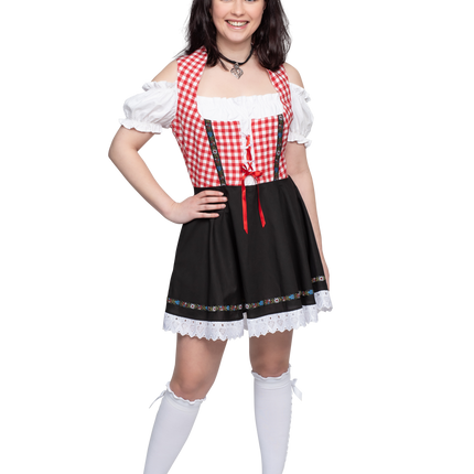 Oktoberfest Dirndl Kjole Oktoberfest Rød Hvid Sort Damer