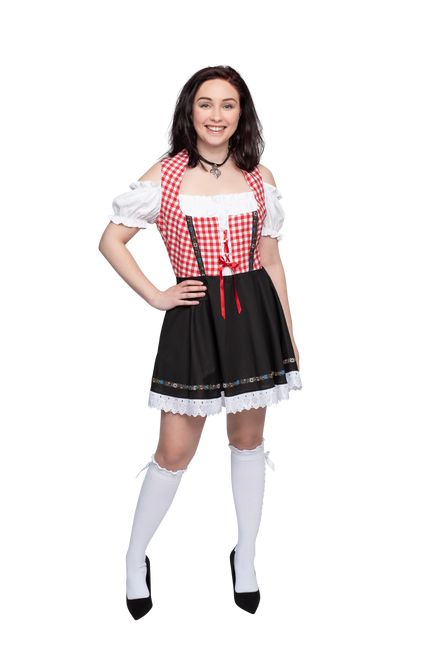 Oktoberfest Dirndl Kjole Oktoberfest Rød Hvid Sort Damer