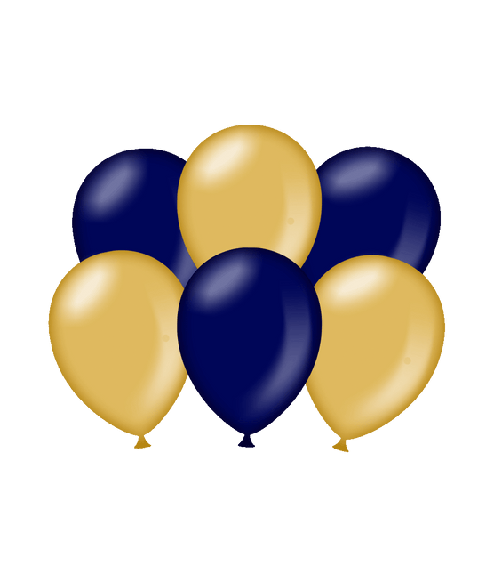 Blå guldballoner metallic 30 cm 6 stk