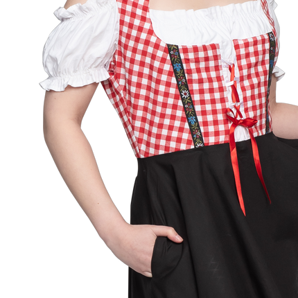 Oktoberfest Dirndl Kjole Oktoberfest Rød Hvid Sort Damer