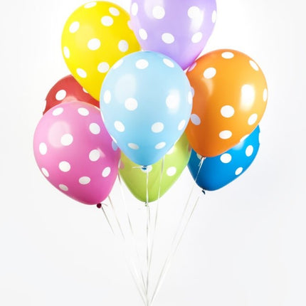 Farvede balloner med prikker 30,5 cm 8 stk