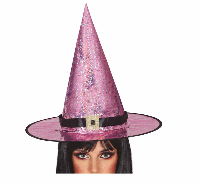 Heks med lyserød hat
