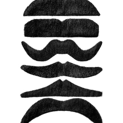 Sort falsk overskæg 1 stk