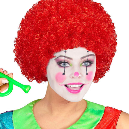 Rød paryk med klovnekrøller