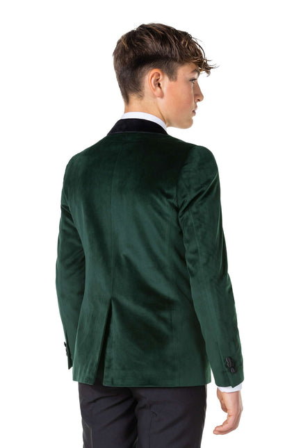 Mørkegrøn blazer i fløjl, dreng, teenager <tc>OppoSuits</tc>