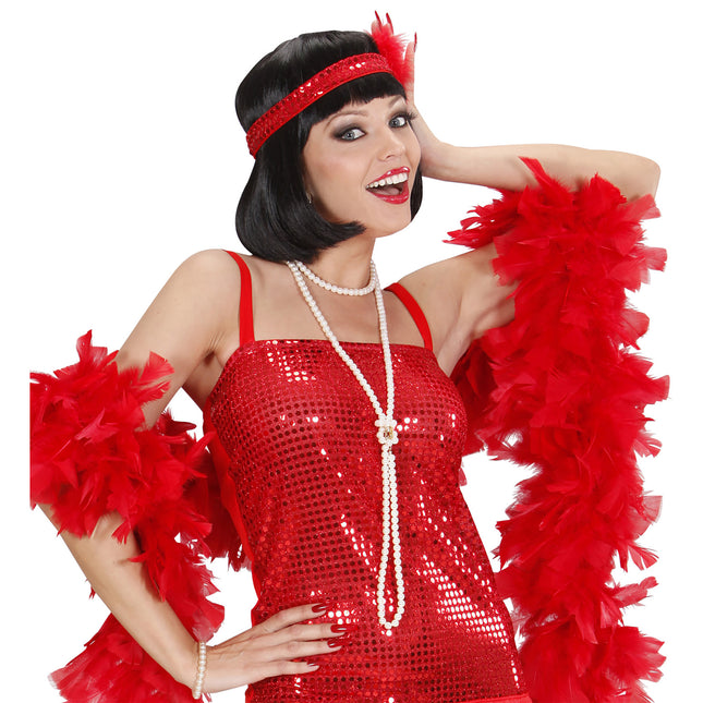 Røde boa-fjer 1,8 m