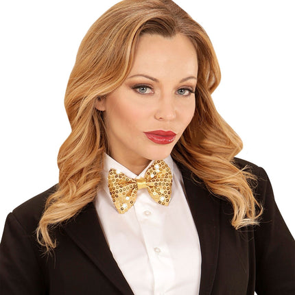 Guld sløjfe pailletter med lys