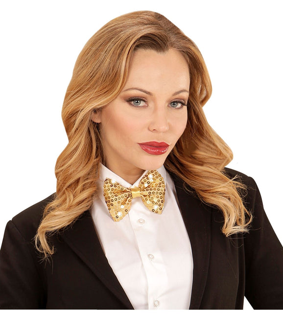 Guld sløjfe pailletter med lys