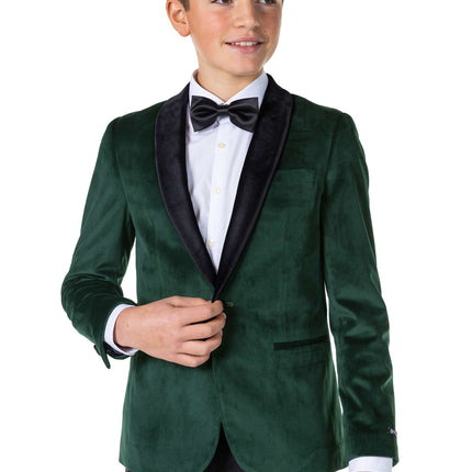 Mørkegrøn blazer i fløjl, dreng, teenager <tc>OppoSuits</tc>