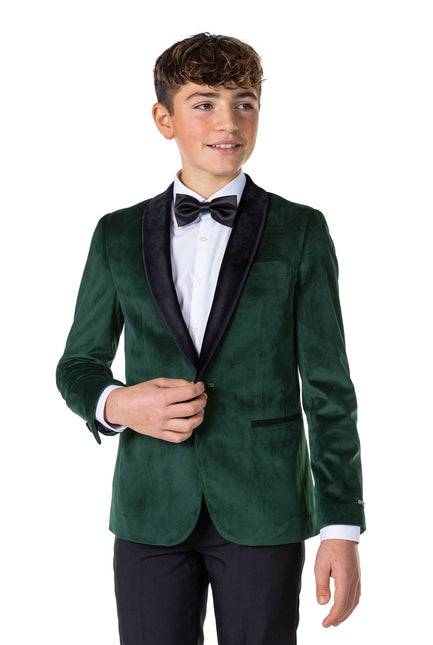 Mørkegrøn blazer i fløjl, dreng, teenager <tc>OppoSuits</tc>