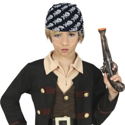 Pirat-bandana sort og hvid