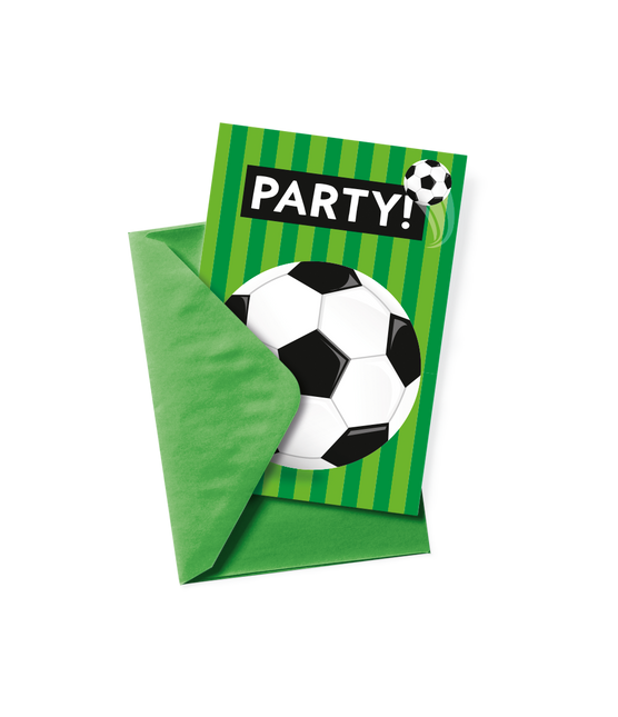 Fodboldinvitationer grøn 6 stk