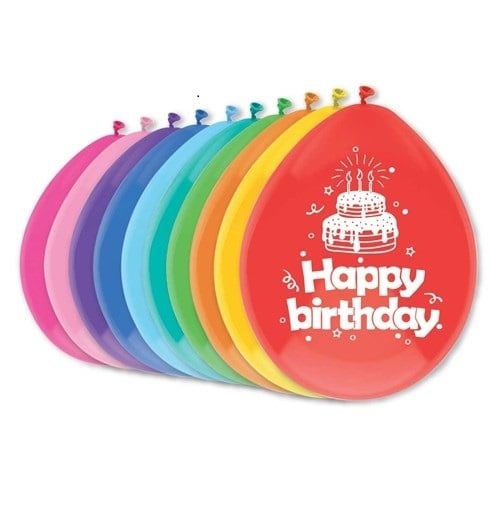 Happy Birthday Cake Balloons 30cm 10stk