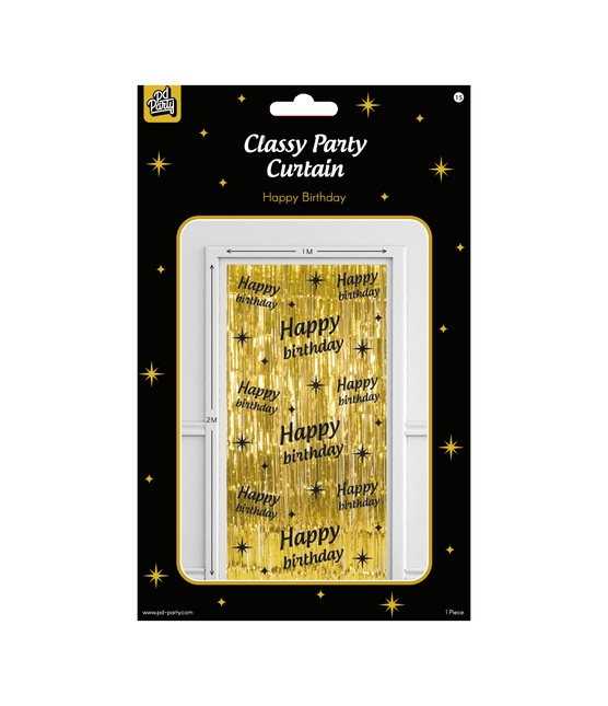 Happy Birthday Dørforhæng Guld Sort
